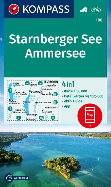 Online bestellen: Wandelkaart 180 Starnberger See - Ammersee | Kompass