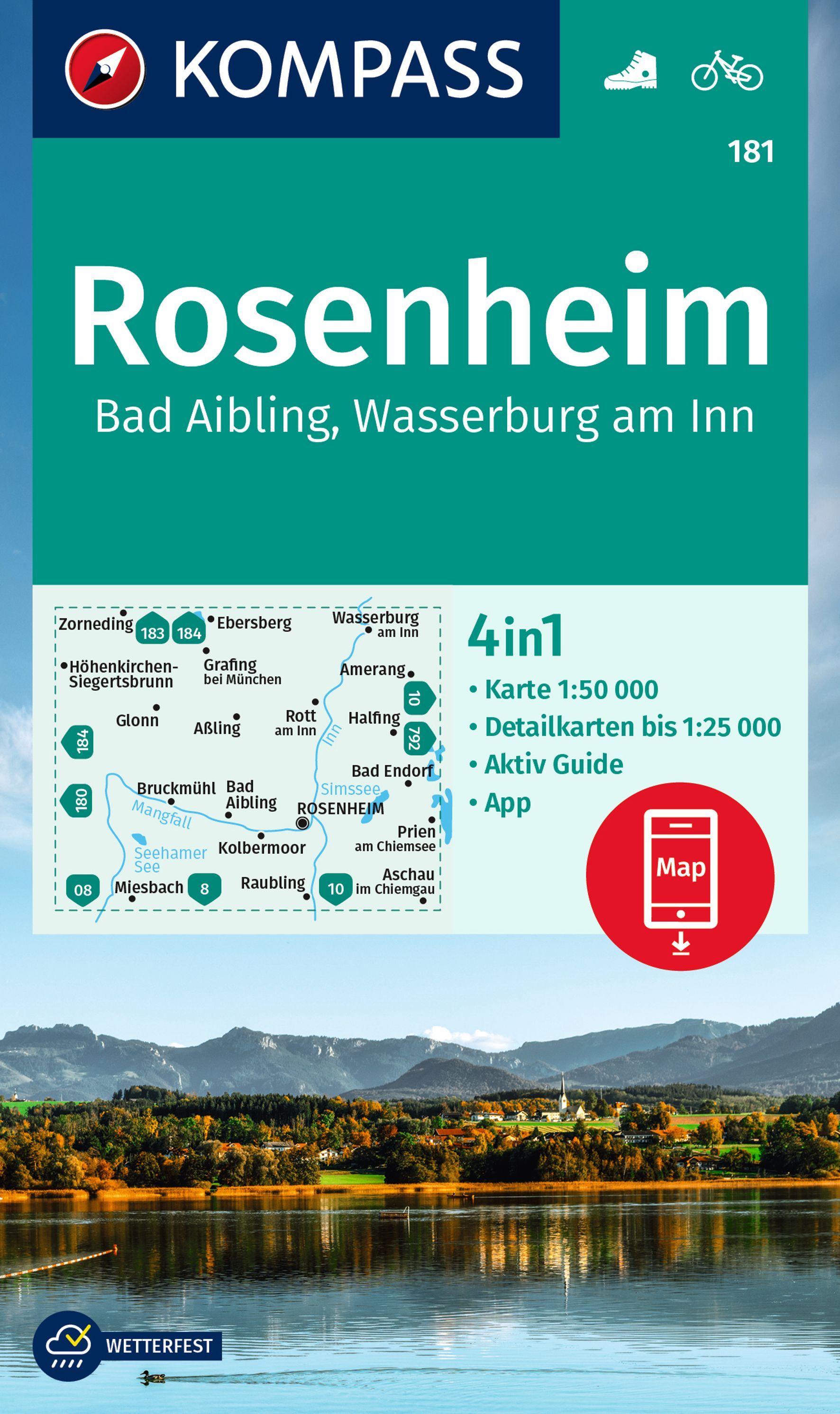 Online bestellen: Wandelkaart 181 Rosenheim | Kompass