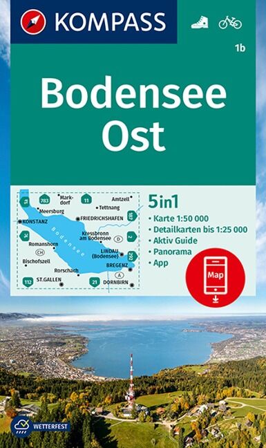 Online bestellen: Wandelkaart 1B Bodensee-Ost | Kompass