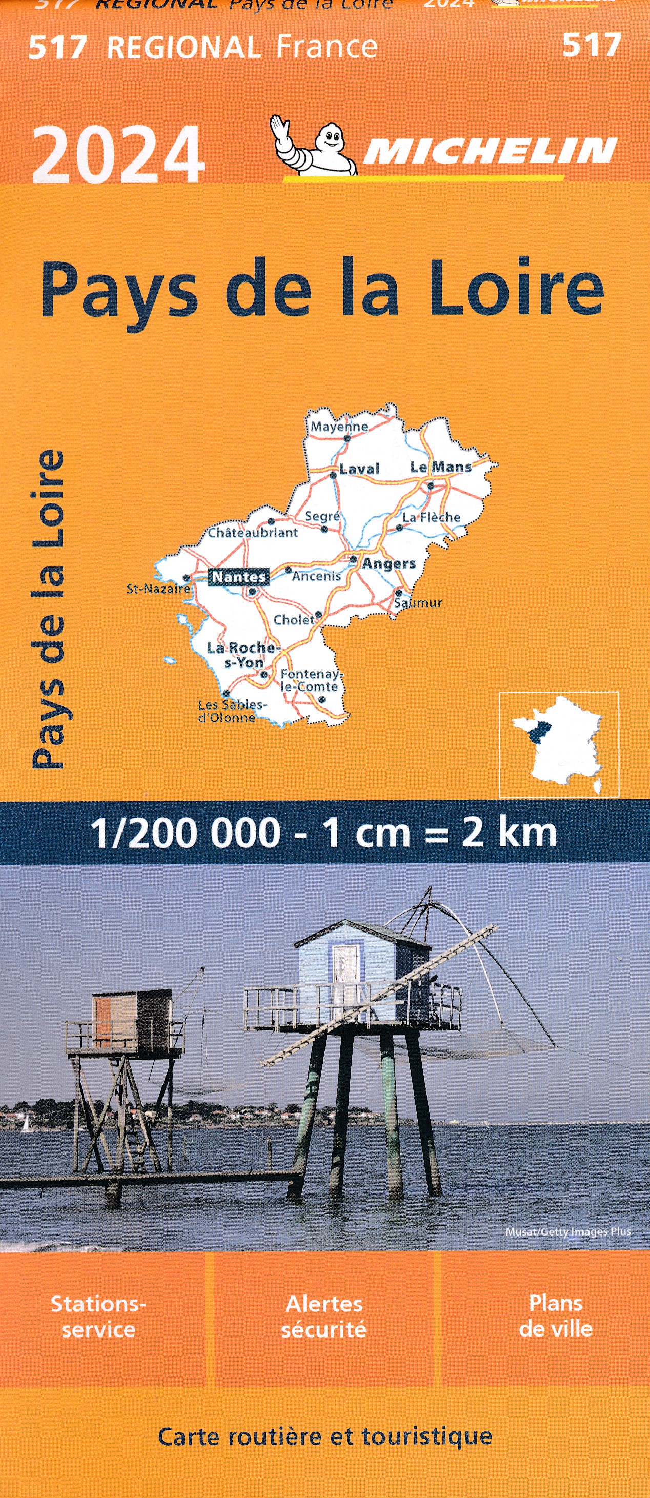 Online bestellen: Wegenkaart - landkaart 517 Pays de la Loire 2024 | Michelin