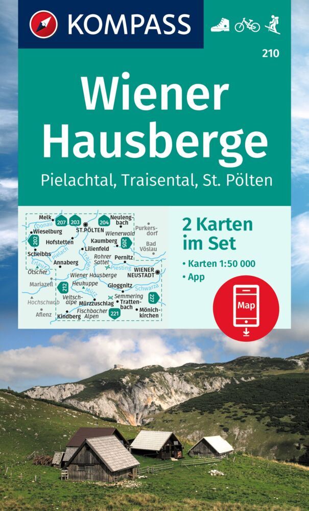 Online bestellen: Wandelkaart 210 Wiener Hausberge | Kompass