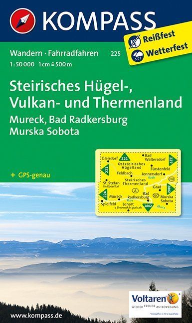 Online bestellen: Wandelkaart 225 Steirisches Hügel-, Vulkan- und Thermenland | Kompass