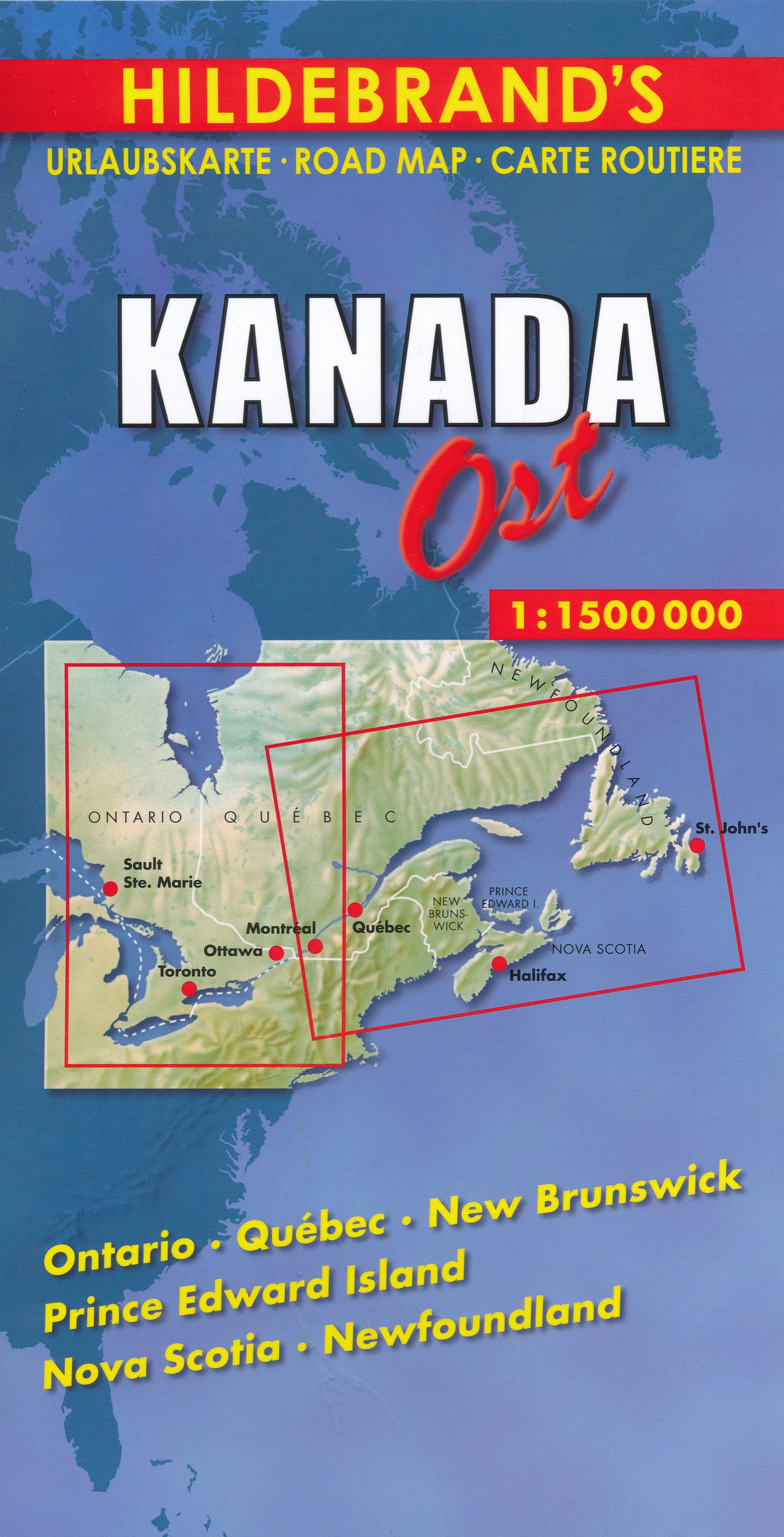 Online bestellen: Wegenkaart - landkaart Canada Oost | Hildebrand's