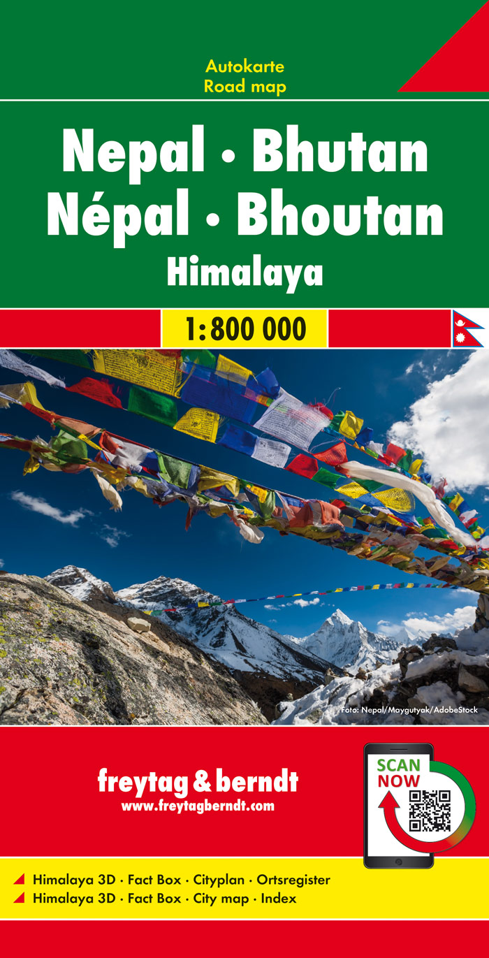 Online bestellen: Wegenkaart - landkaart Nepal - Bhutan | Freytag & Berndt