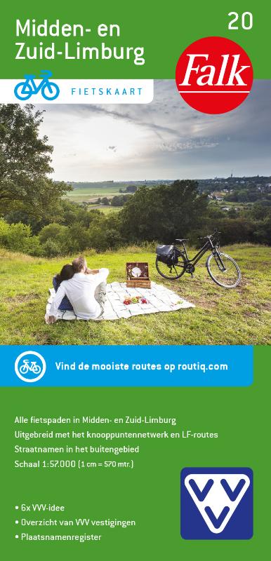 Fietskaart 20 Midden- en Zuid-Limburg (Met Knooppunten Netwerk) | Falk