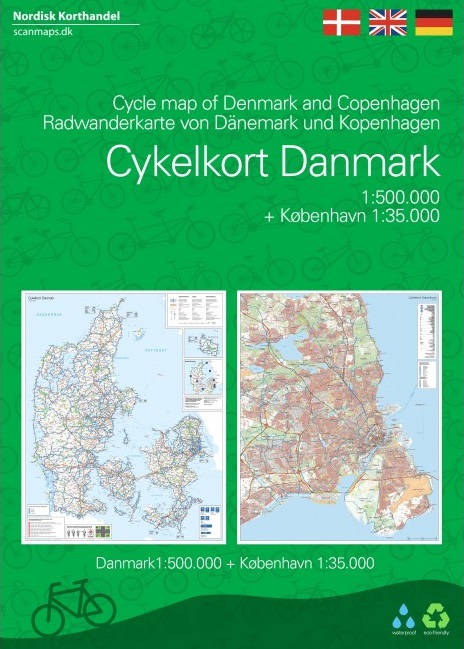 Online bestellen: Fietskaart Cykelkort Danmark and Copenhagen - Cycle Map of Denmark | Scanmaps