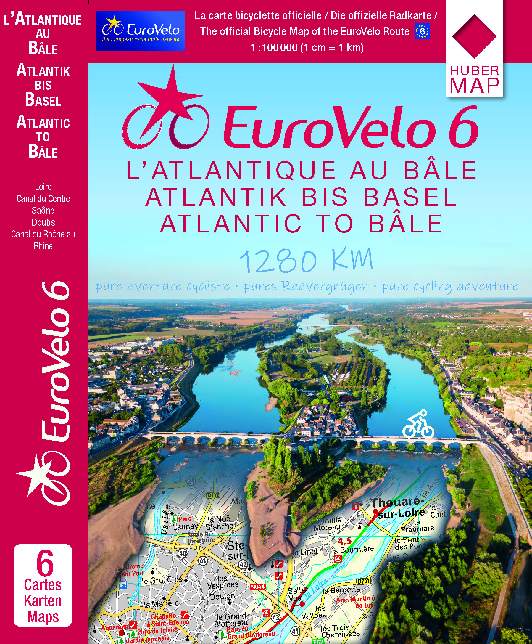 Online bestellen: Fietskaart EuroVelo6 vom Atlantik bis zum Rhein per Rad | Huber Verlag