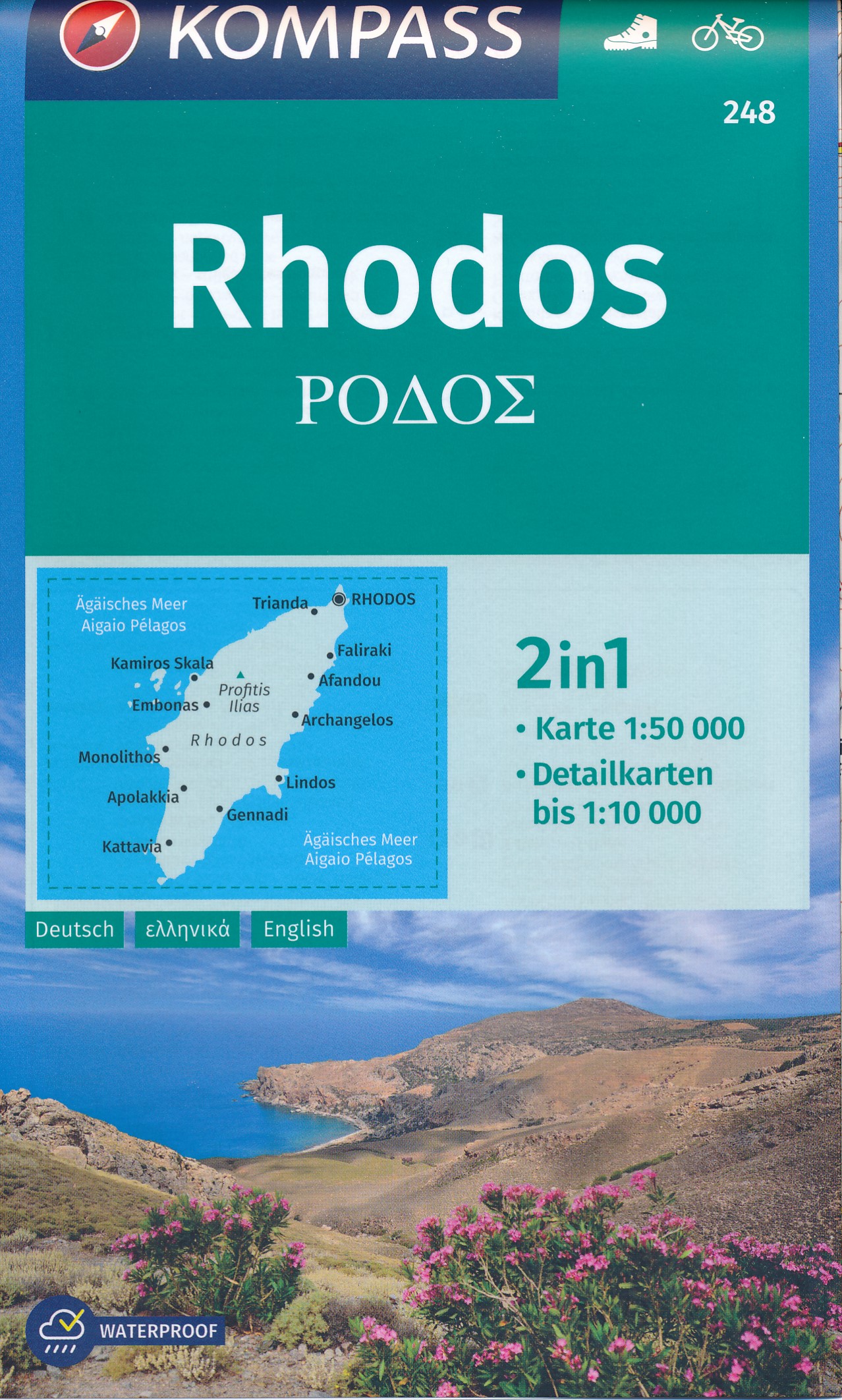 Online bestellen: Wandelkaart 248 Rhodos | Kompass