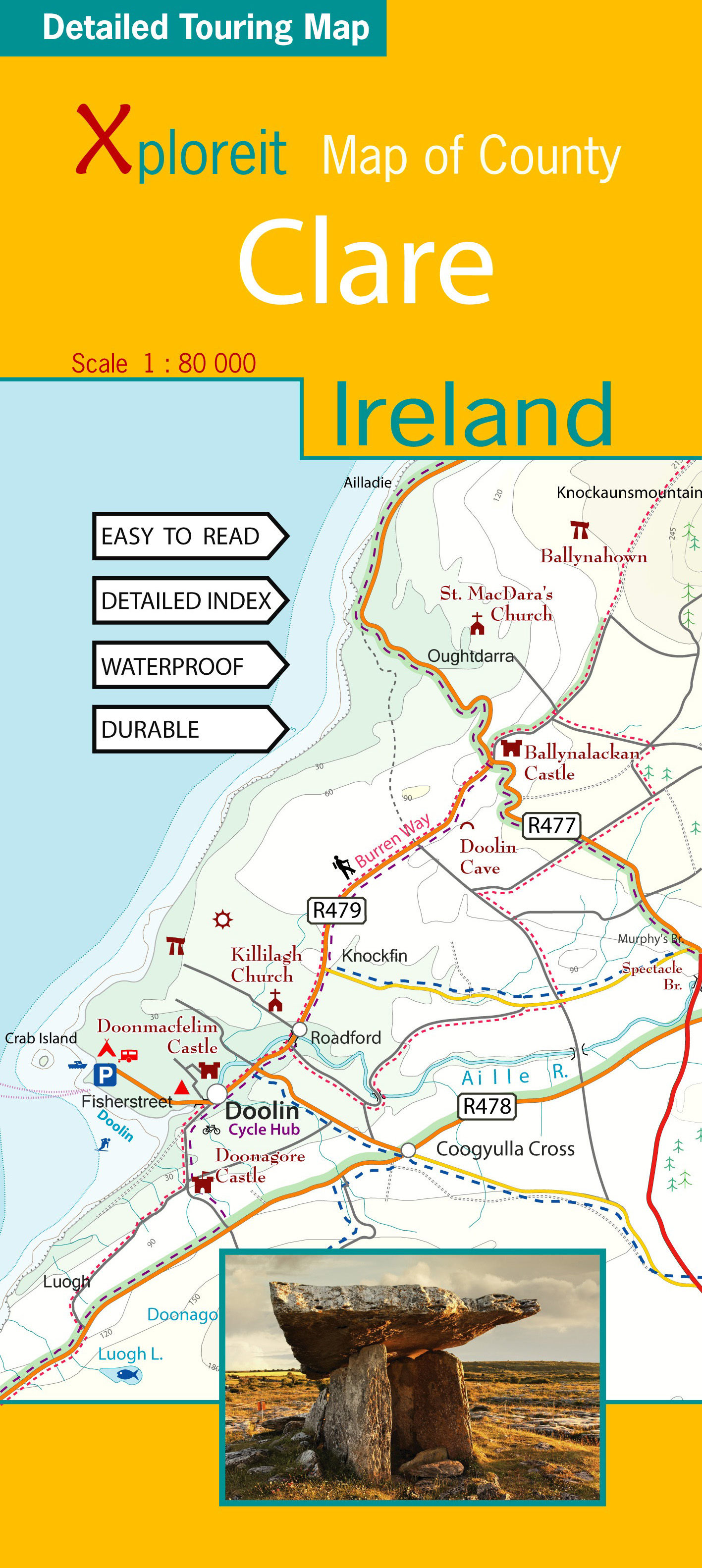 Online bestellen: Wegenkaart - landkaart - Fietskaart Clare (Ierland) | Xploreit Maps