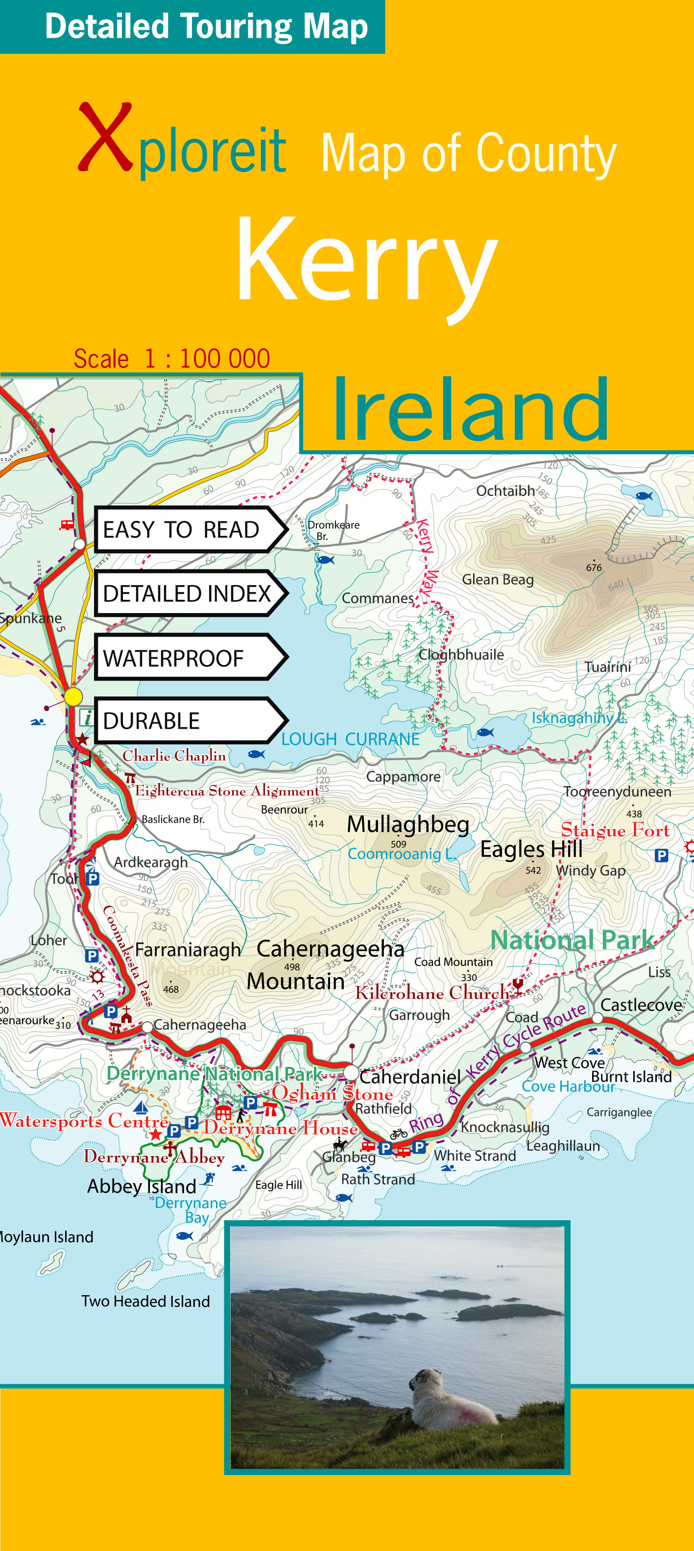 Online bestellen: Wegenkaart - landkaart - Fietskaart Kerry (Ierland) | Xploreit Maps