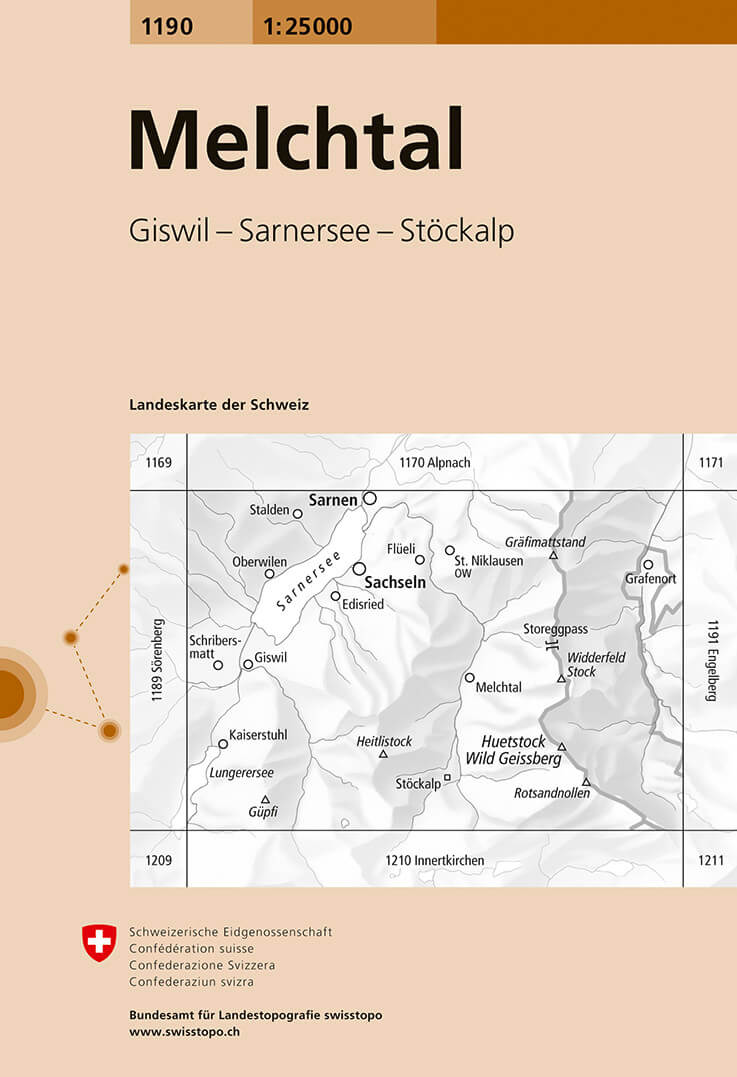 Online bestellen: Wandelkaart - Topografische kaart 1190 Melchtal | Swisstopo