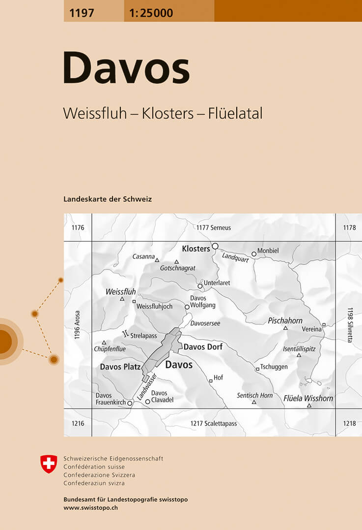 Online bestellen: Wandelkaart - Topografische kaart 1197 Davos | Swisstopo