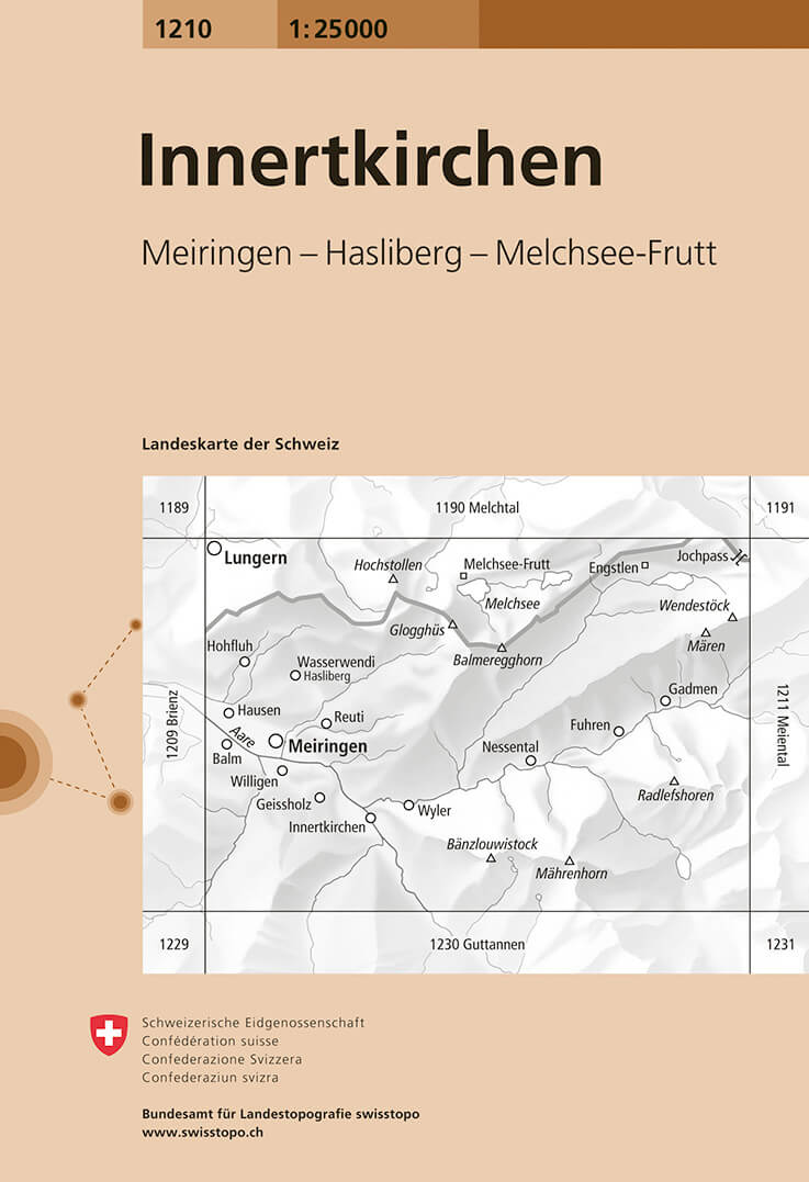 Online bestellen: Wandelkaart - Topografische kaart 1210 Innertkirchen | Swisstopo