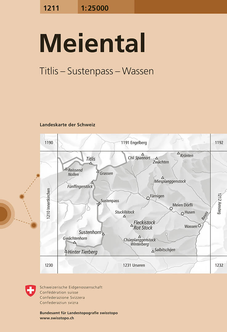 Online bestellen: Wandelkaart - Topografische kaart 1211 Meiental | Swisstopo