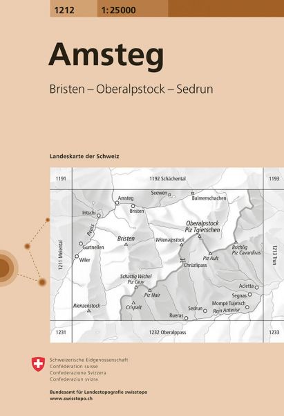 Online bestellen: Wandelkaart - Topografische kaart 1212 Amsteg | Swisstopo