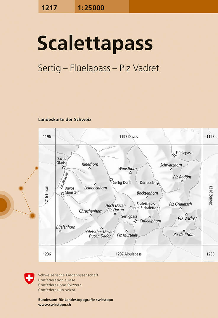 Online bestellen: Wandelkaart - Topografische kaart 1217 Scalettapass | Swisstopo