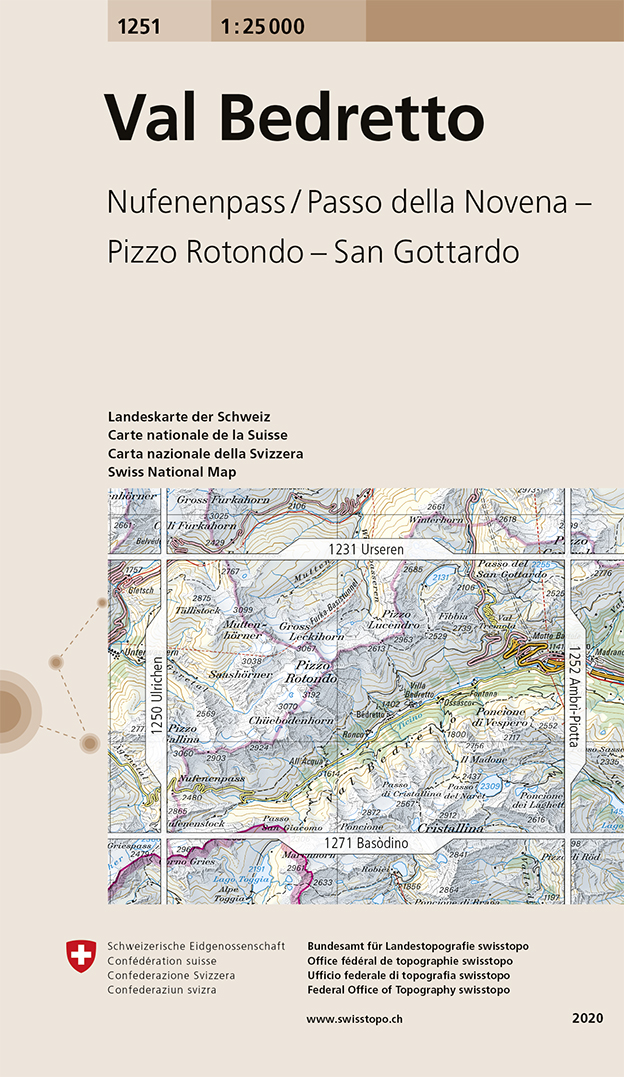 Online bestellen: Wandelkaart - Topografische kaart 1251 Val Bedretto | Swisstopo