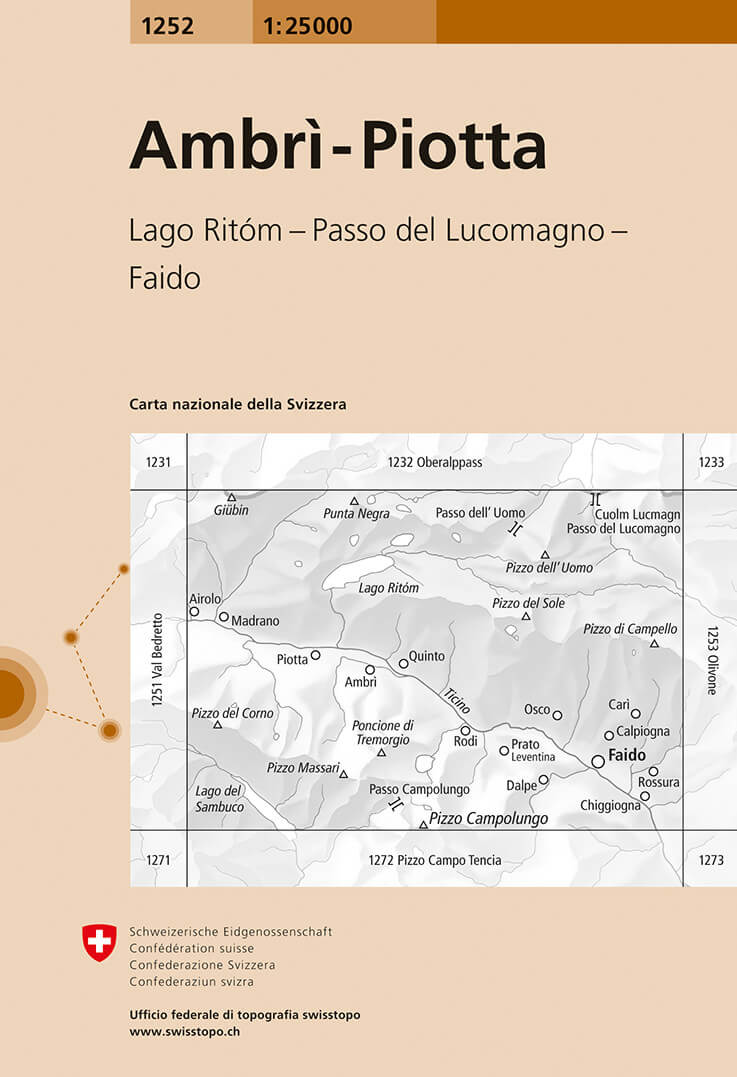 Online bestellen: Wandelkaart - Topografische kaart 1252 Ambrì- Piotta | Swisstopo