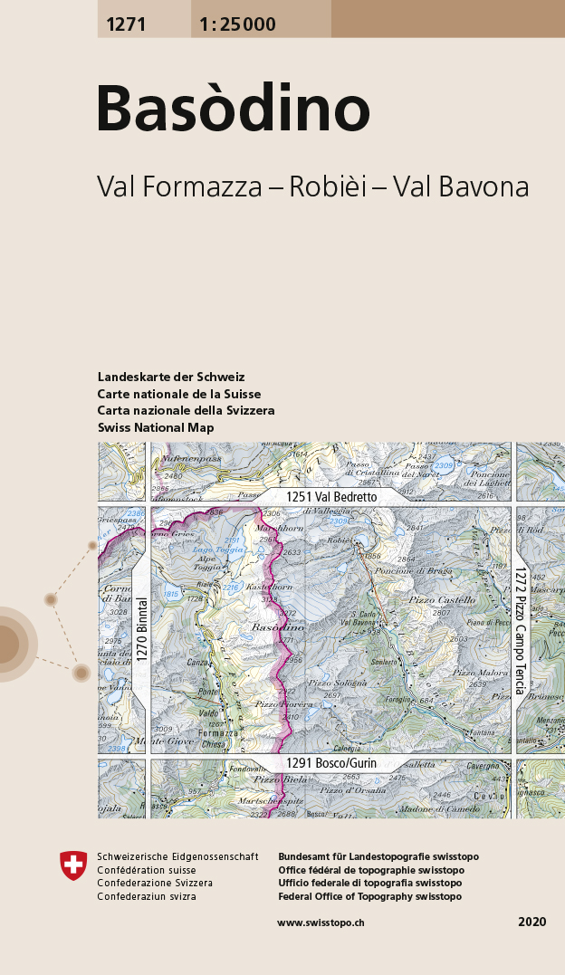 Online bestellen: Wandelkaart - Topografische kaart 1271 Basòdino | Swisstopo