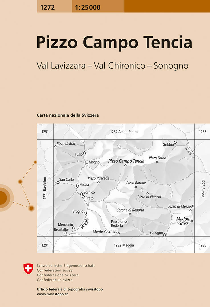Online bestellen: Wandelkaart - Topografische kaart 1272 Pizzo Campo Tencia | Swisstopo