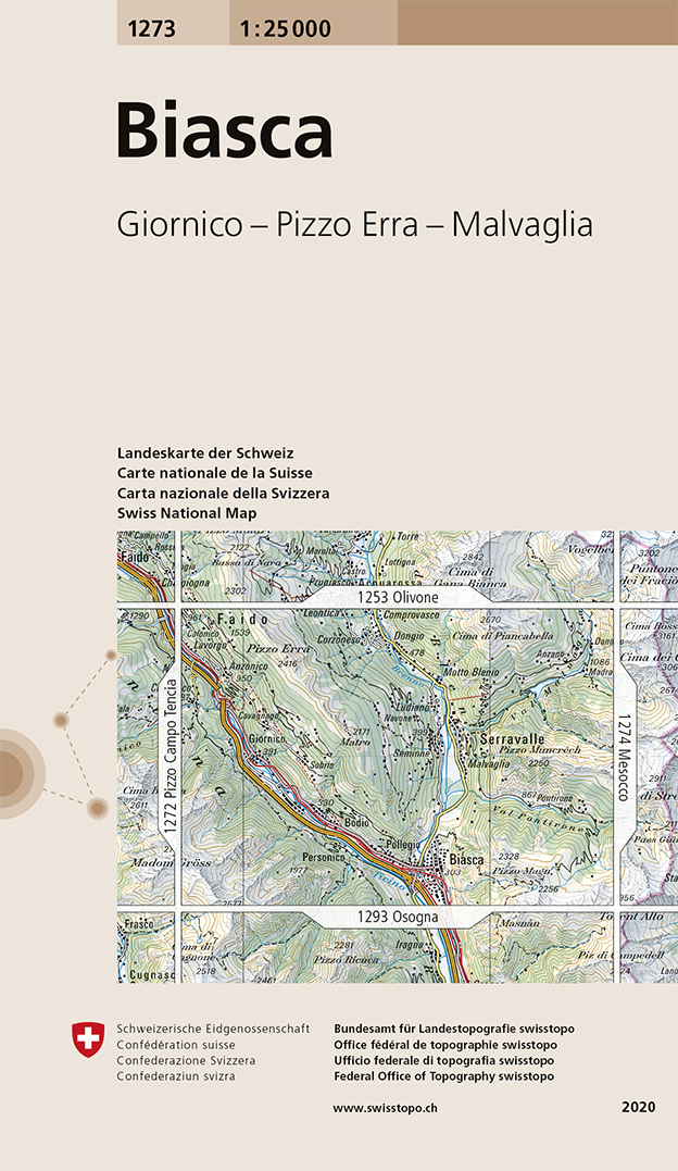 Online bestellen: Wandelkaart - Topografische kaart 1273 Biasca | Swisstopo