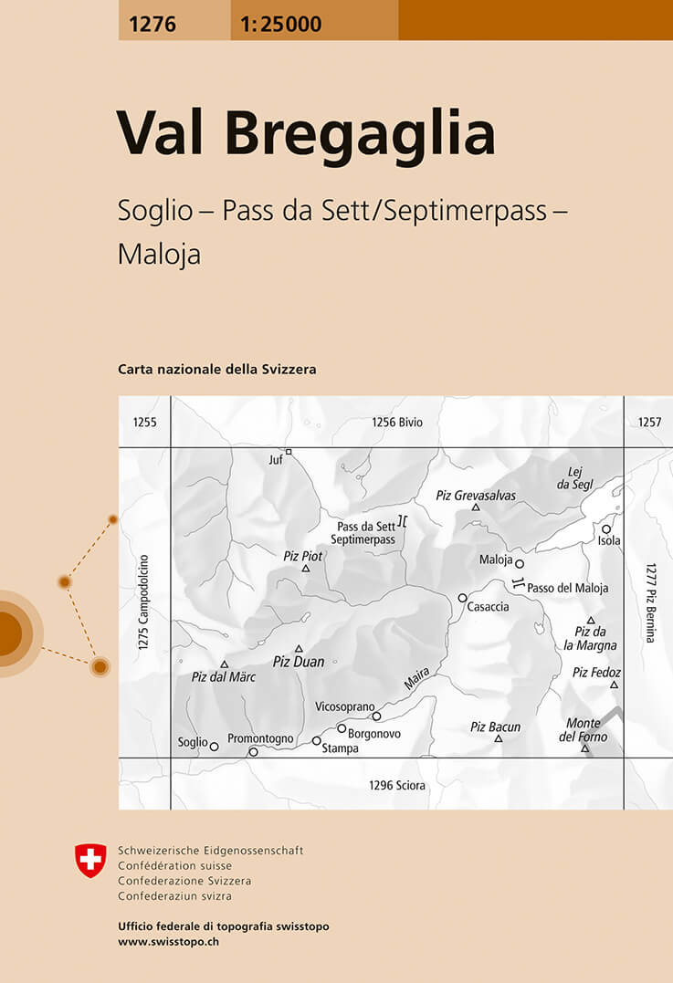 Online bestellen: Wandelkaart - Topografische kaart 1276 Val Bregaglia | Swisstopo