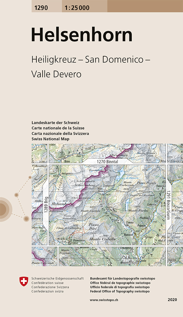 Online bestellen: Wandelkaart - Topografische kaart 1290 Helsenhorn | Swisstopo