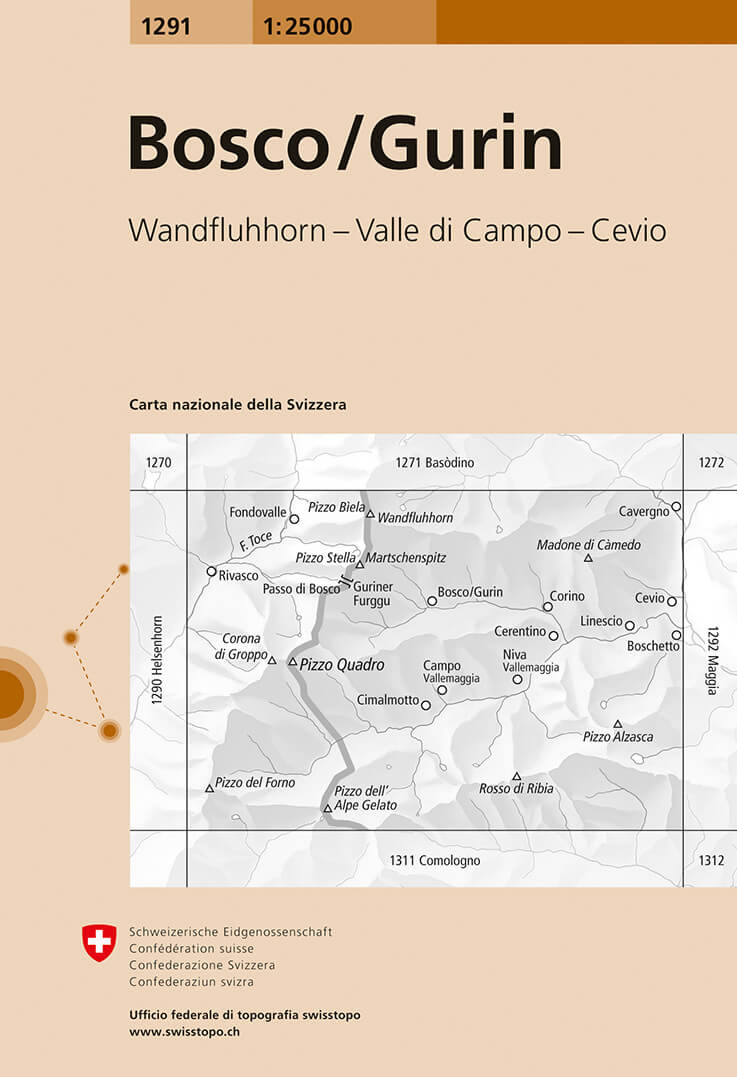 Online bestellen: Wandelkaart - Topografische kaart 1291 Bosco/Gurin | Swisstopo