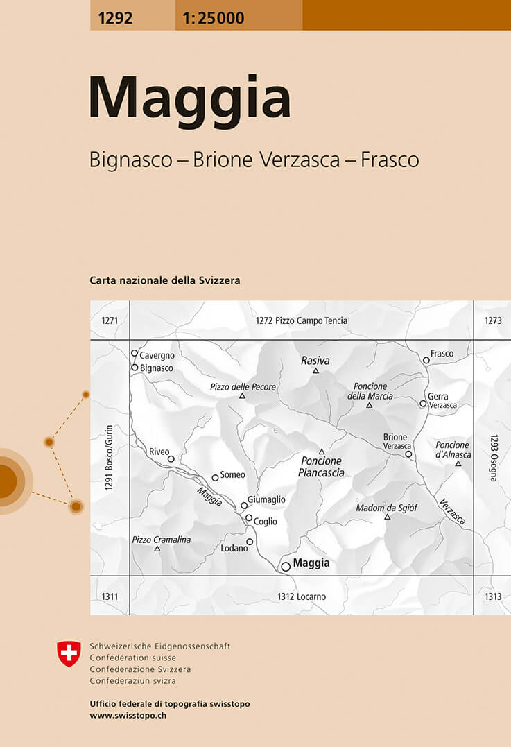 Online bestellen: Wandelkaart - Topografische kaart 1292 Maggia | Swisstopo