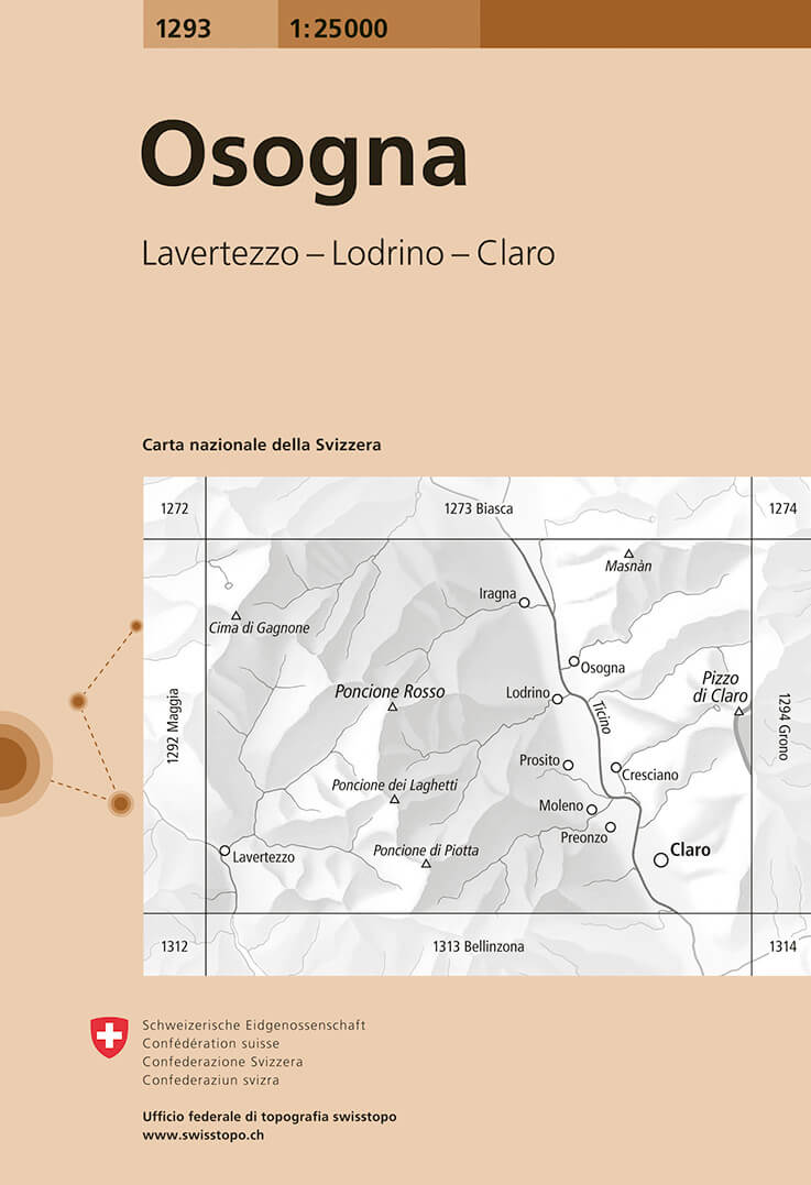 Online bestellen: Wandelkaart - Topografische kaart 1293 Osogna | Swisstopo