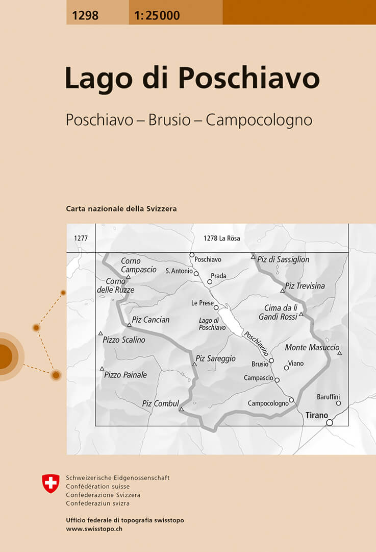 Online bestellen: Wandelkaart - Topografische kaart 1298 Lago di Poschiavo | Swisstopo