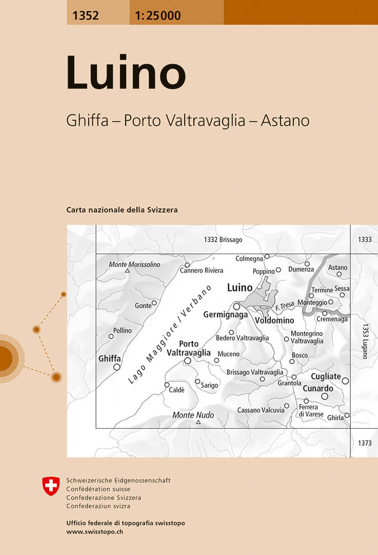 Online bestellen: Wandelkaart - Topografische kaart 1352 Luino | Swisstopo