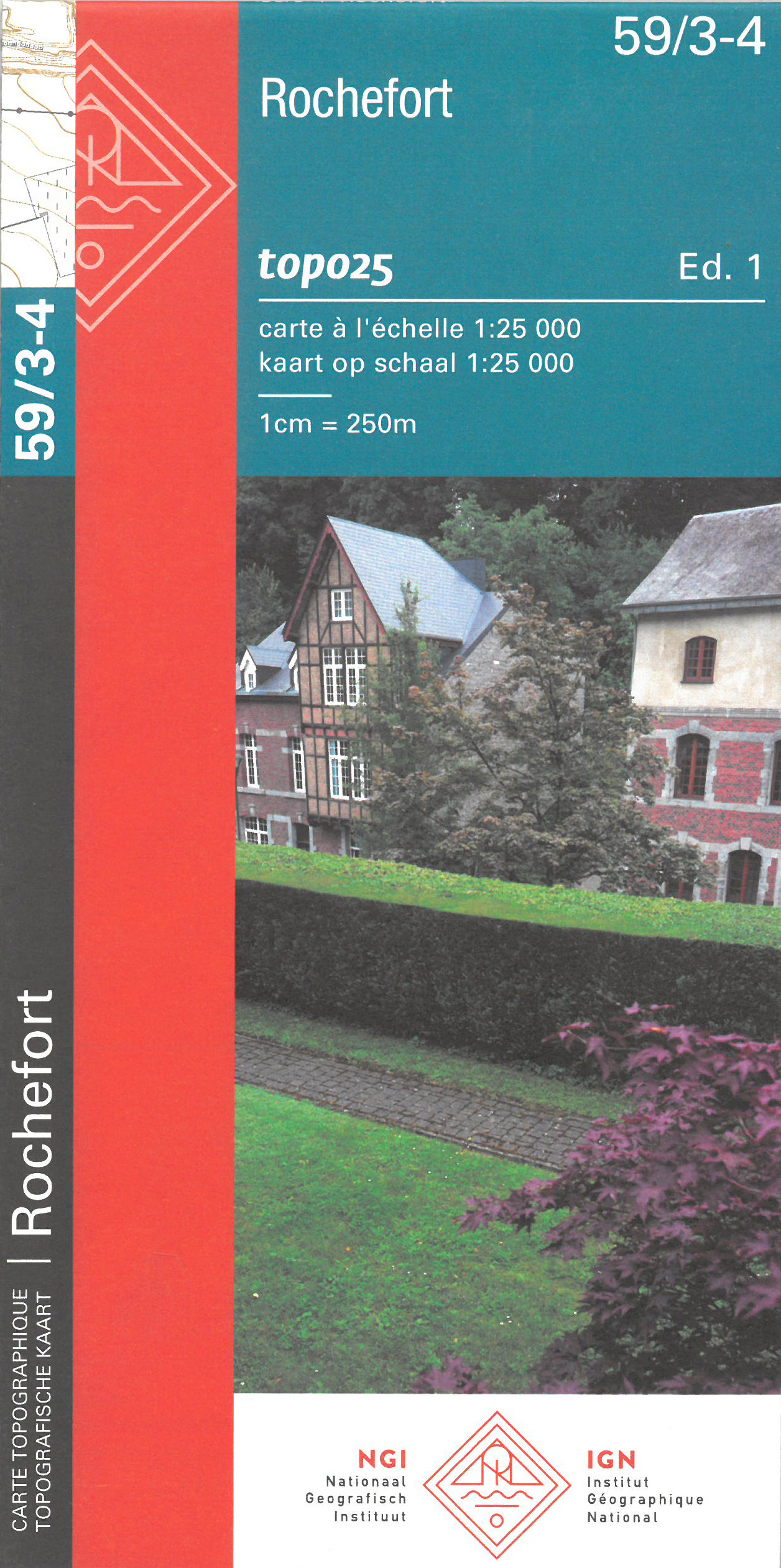 Online bestellen: Topografische kaart - Wandelkaart 59/3-4 Topo25 Rochefort - Nassogne | NGI - Nationaal Geografisch Instituut