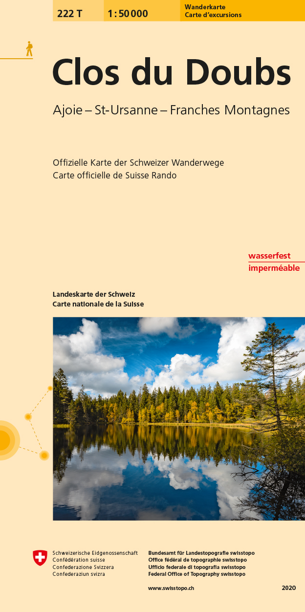 Online bestellen: Wandelkaart 222T Clos du Doubs | Swisstopo