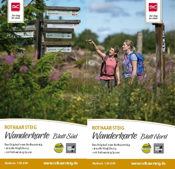 Wandelkaart Wanderkarte Rothaarsteig Blatt Süd & Nord | Rothaarsteig