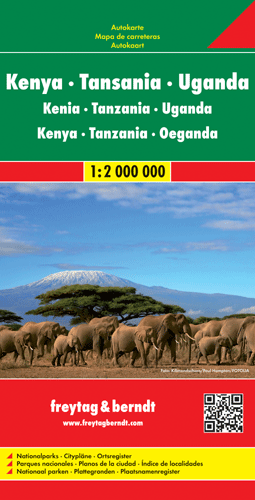 Online bestellen: Wegenkaart - landkaart Kenia, Tanzania en Oeganda | Freytag & Berndt