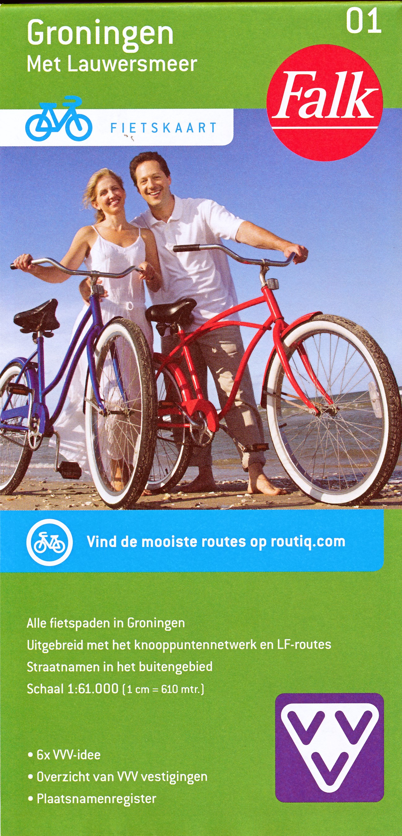 Online bestellen: Fietskaart 01 Groningen met Lauwersmeer | Falk