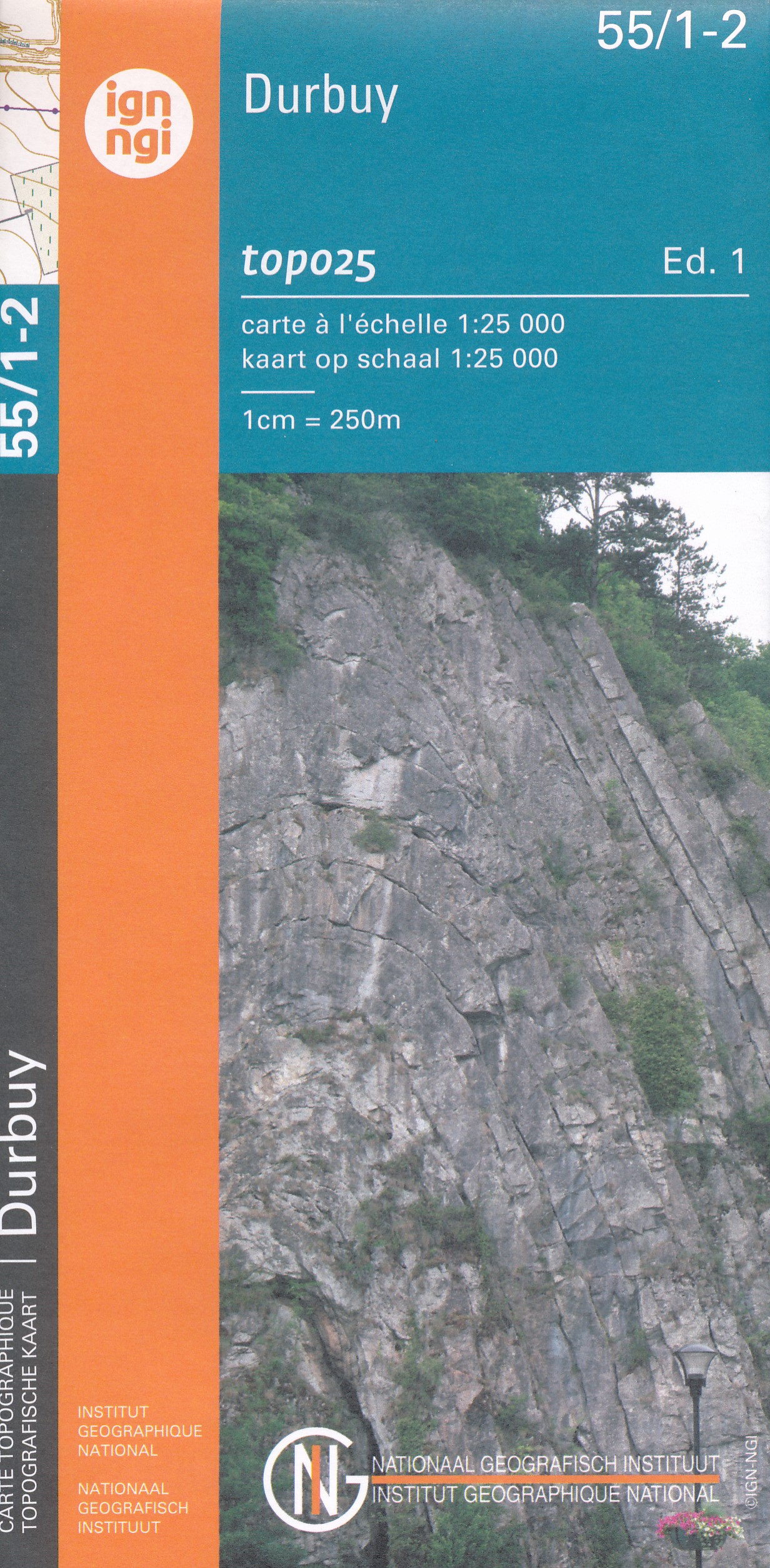 Online bestellen: Wandelkaart - Topografische kaart 55/1-2 Topo25 Durbuy - Mormont - Barvaux | NGI - Nationaal Geografisch Instituut