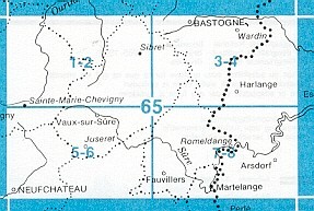 Topografische kaart Belgie NGI 65 / 3-4 Bastogne - Wardin (1:20.000) - wandelkaart | 