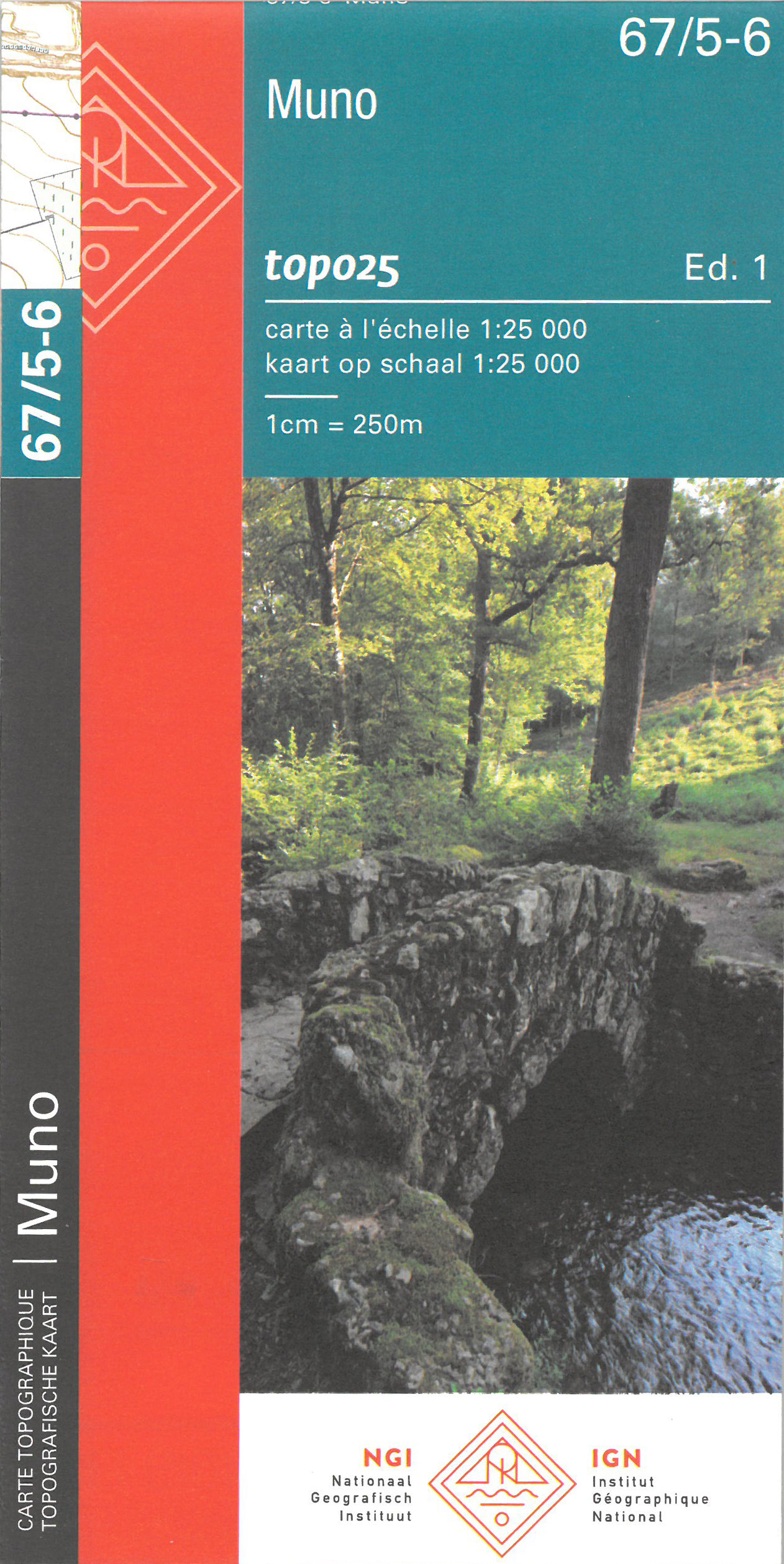 Topografische kaart - Wandelkaart 67/5-6 Topo25 Muno - Douzy | NGI - N