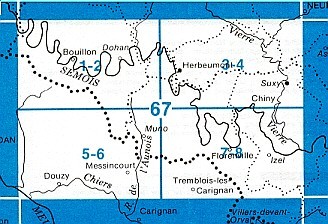 Topografische kaart Belgie NGI 67 / 5-6 Muno - Douzy (1:20.000) - wandelkaart | 