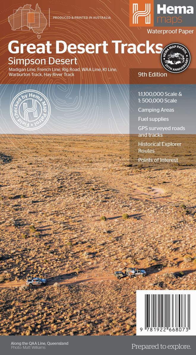 Online bestellen: Wegenkaart - landkaart Great Desert Tracks Simpson Desert - Simpson woestijn | Hema Maps