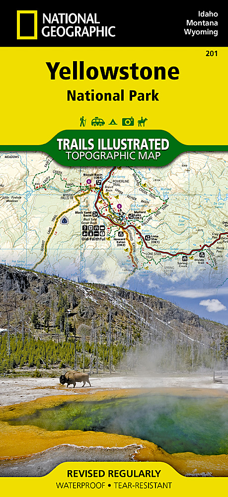 Online bestellen: Wandelkaart - Topografische kaart 201 Trails Illustrated Yellowstone National Park | National Geographic