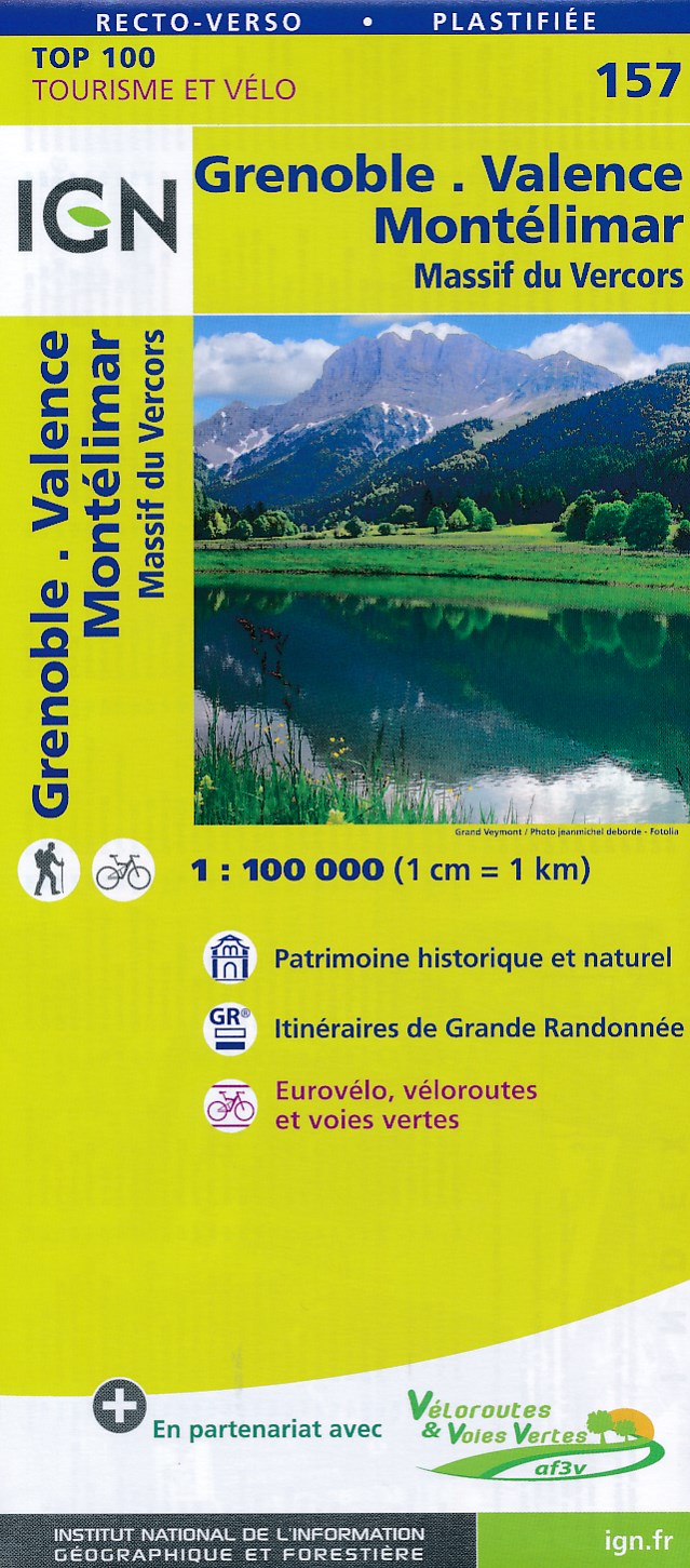 Online bestellen: Fietskaart - Wegenkaart - landkaart 157 Grenoble - Valence - Montelimar | IGN - Institut Géographique National