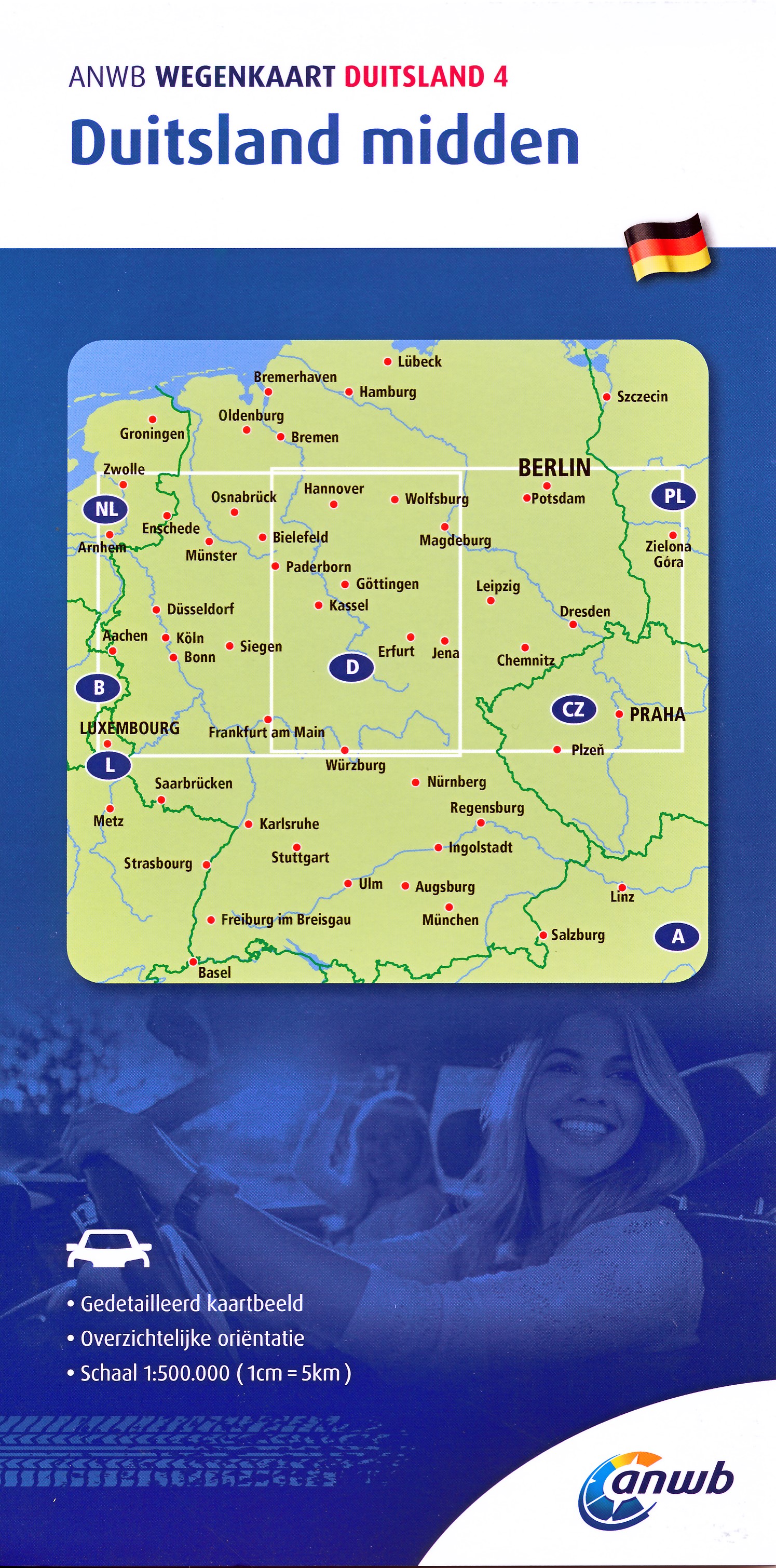Online bestellen: Wegenkaart - landkaart 4 Duitsland midden | ANWB Media