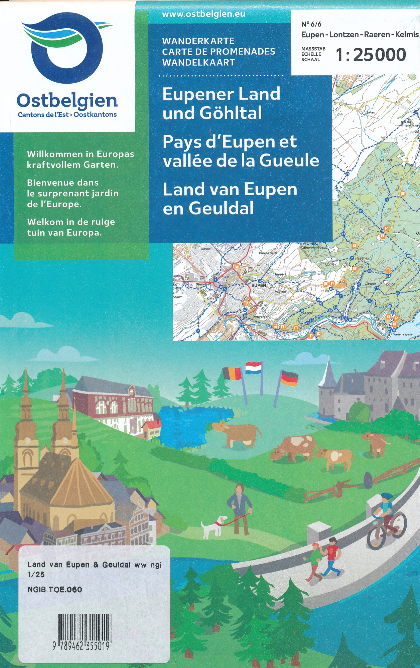 Wandelkaart 060 Land van Eupen, Geuldal - Hoge Venen - Ardennen | NGI - Nationaal Geografisch Instituut de zwerver