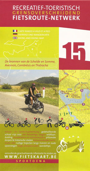 Online bestellen: Fietskaart 15 Fietsroute-Netwerk De bronnen van de Schelde en Somme | Sportoena