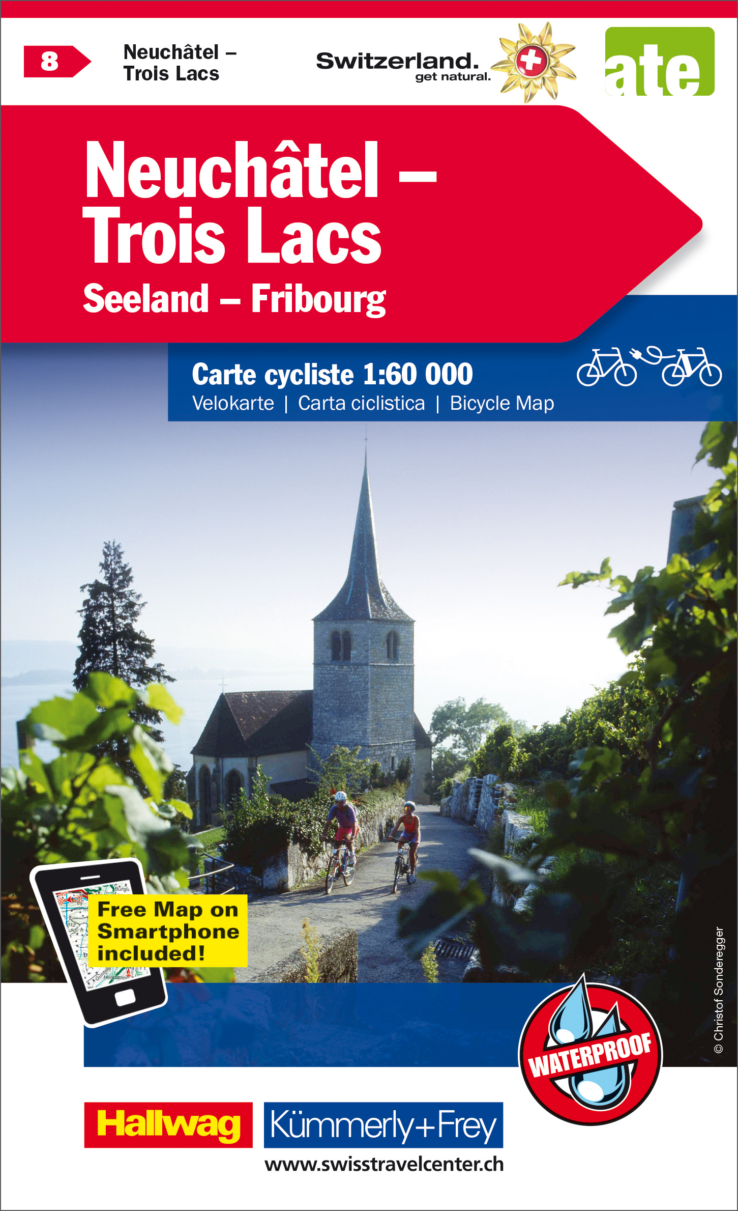 Fietskaart 8 Neuenburg - Drei Seen - Seeland - Freiburg | Kümmerly & F