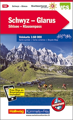 Online bestellen: Fietskaart 12 Schwyz - Glarus - Sihlsee - Klausenpass | Kümmerly & Frey