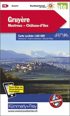 Online bestellen: Fietskaart 15 Greyerzerland - Montreux - Gstaad | Kümmerly & Frey